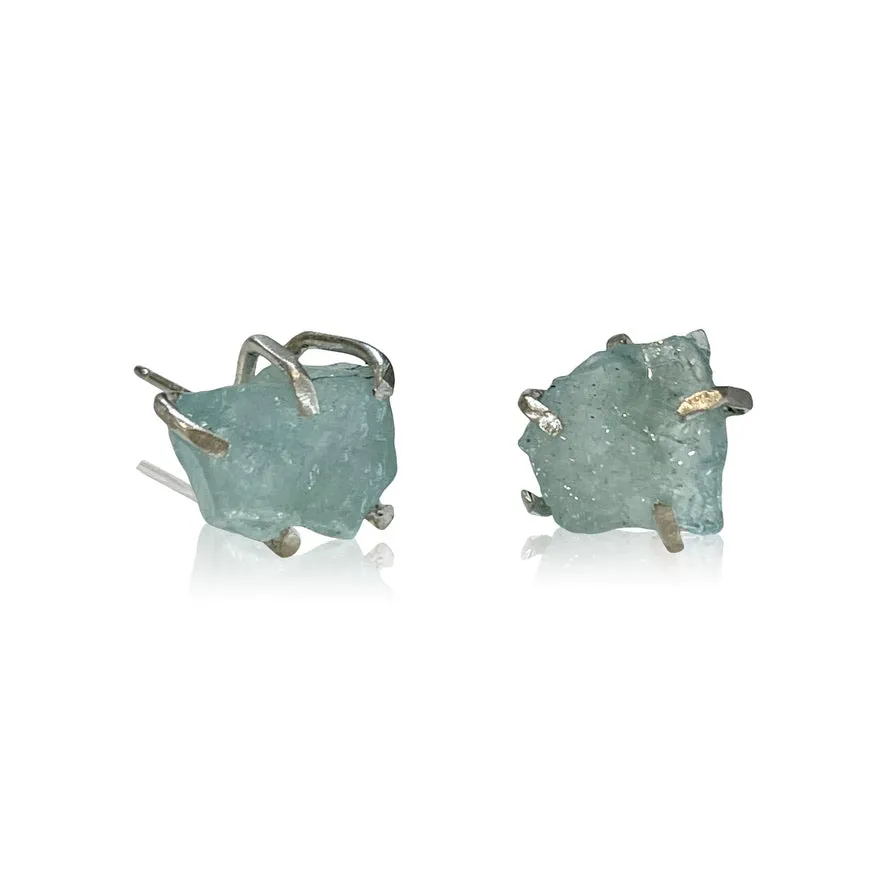 Raw-cut gem stud earrings