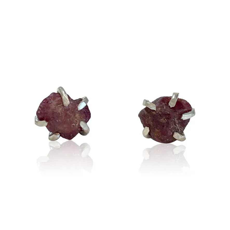 Raw-cut gem stud earrings