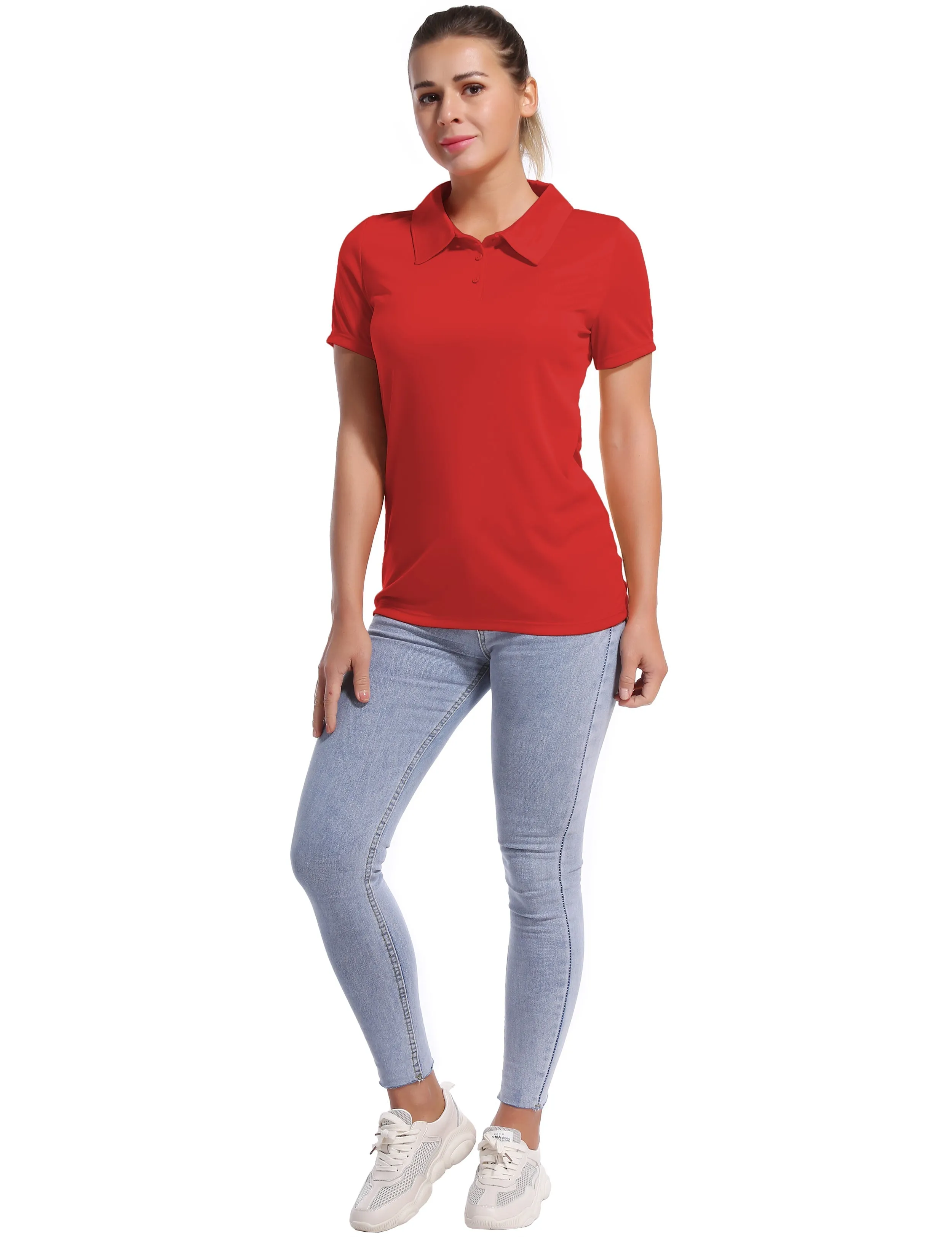 Short Sleeve Slim Fit Polo Shirt red_yogastudio