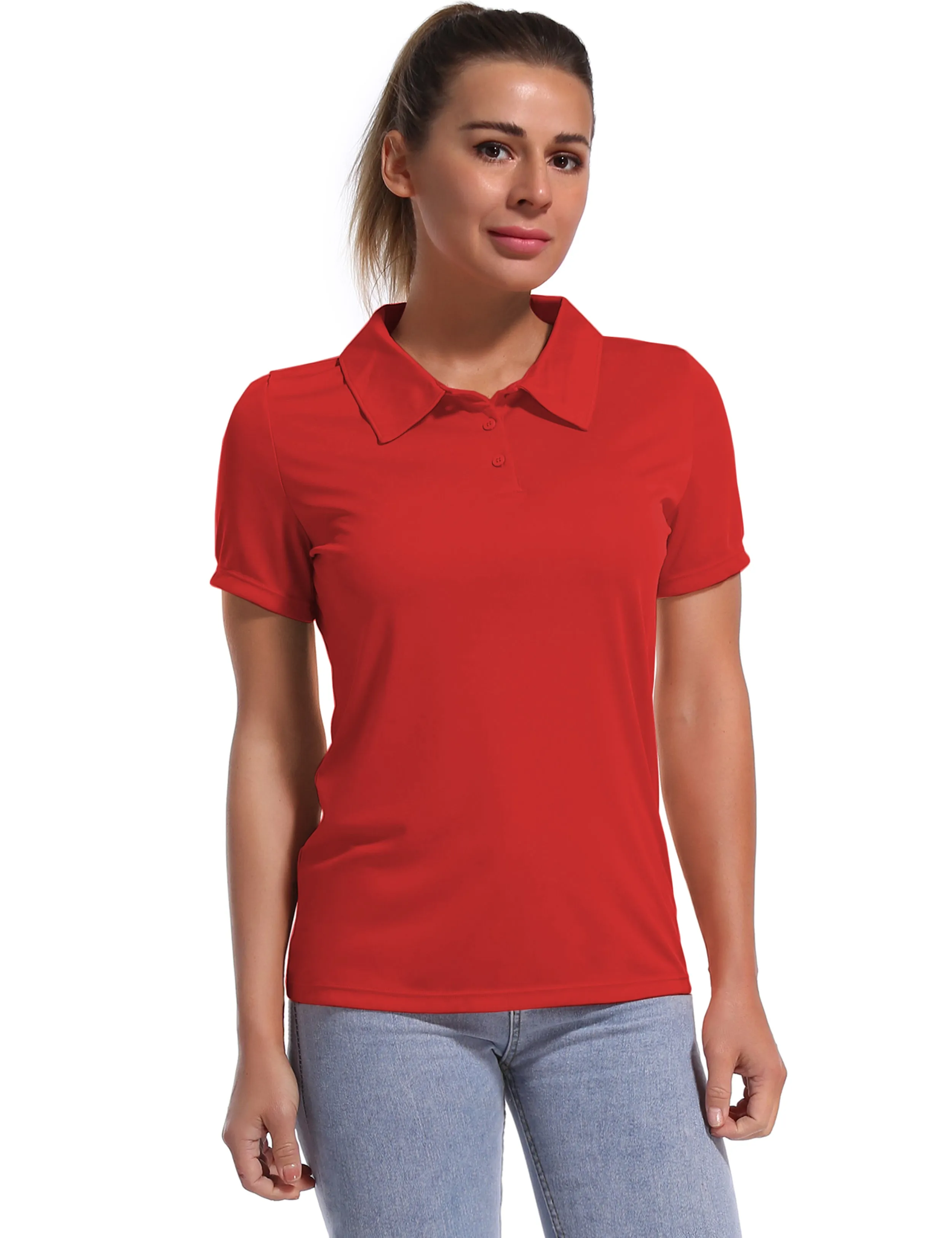 Short Sleeve Slim Fit Polo Shirt red_yogastudio