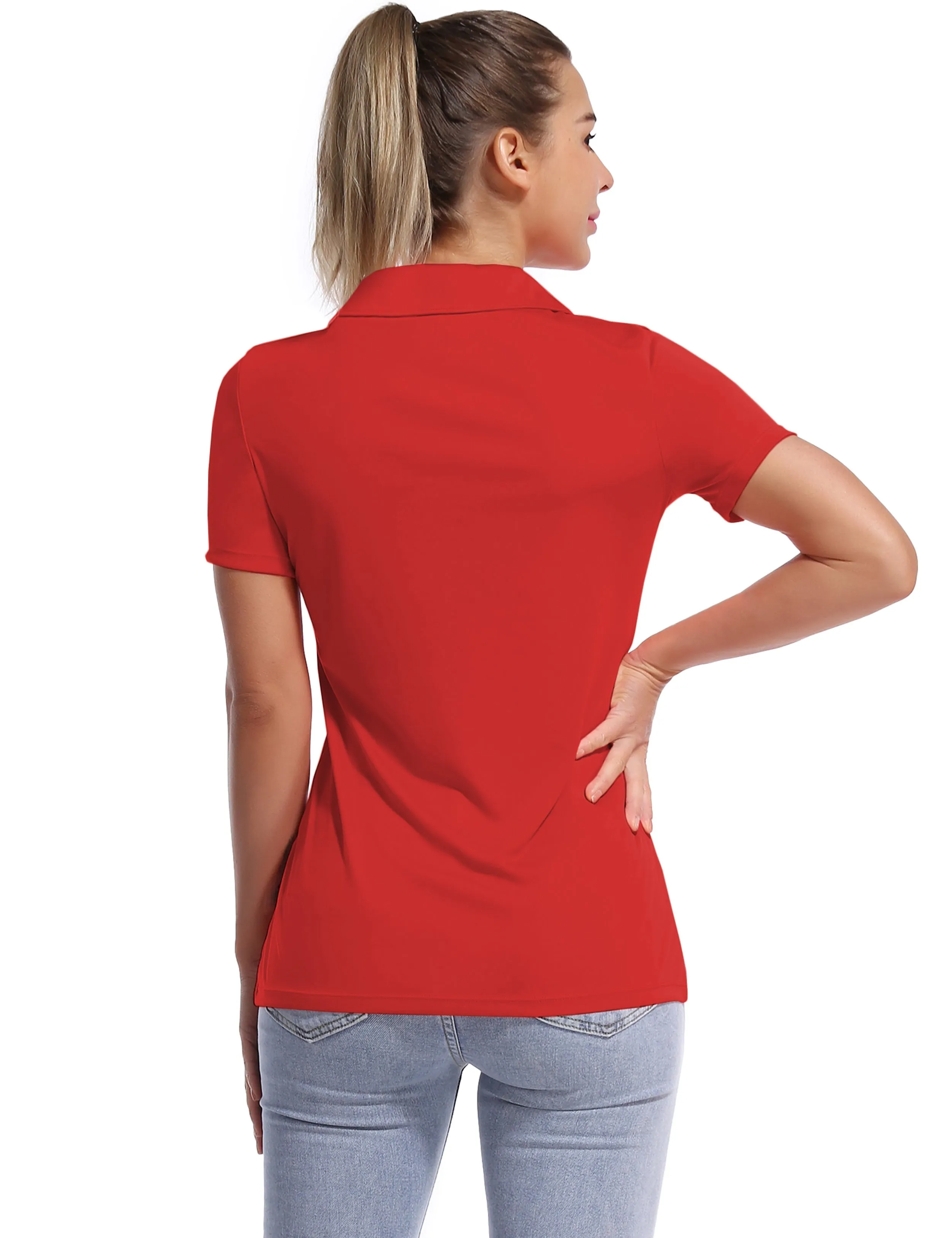 Short Sleeve Slim Fit Polo Shirt red_yogastudio