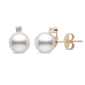 Starlight Collection 7.0-7.5 mm White Akoya Pearl & Diamond Stud Earrings