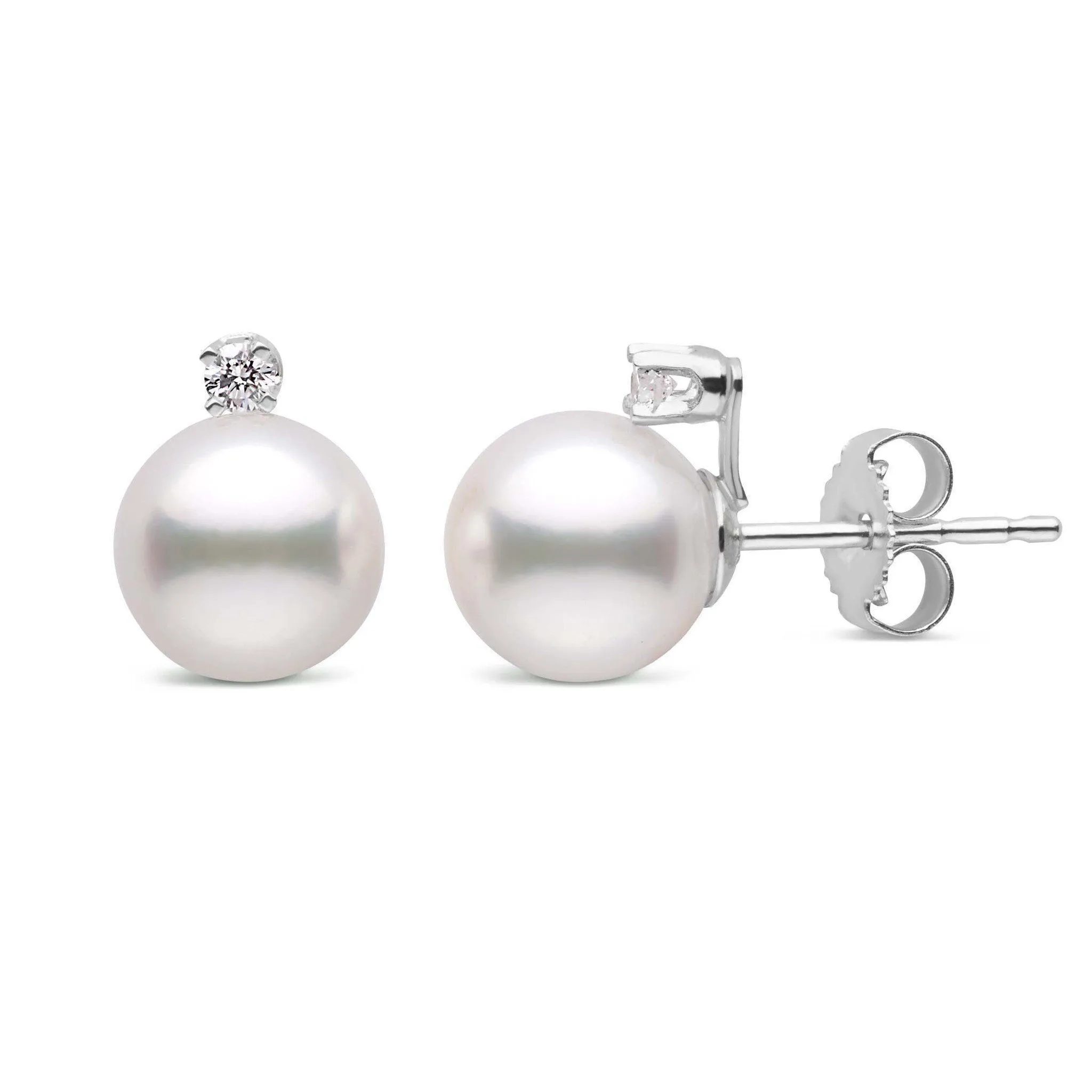 Starlight Collection 7.0-7.5 mm White Akoya Pearl & Diamond Stud Earrings