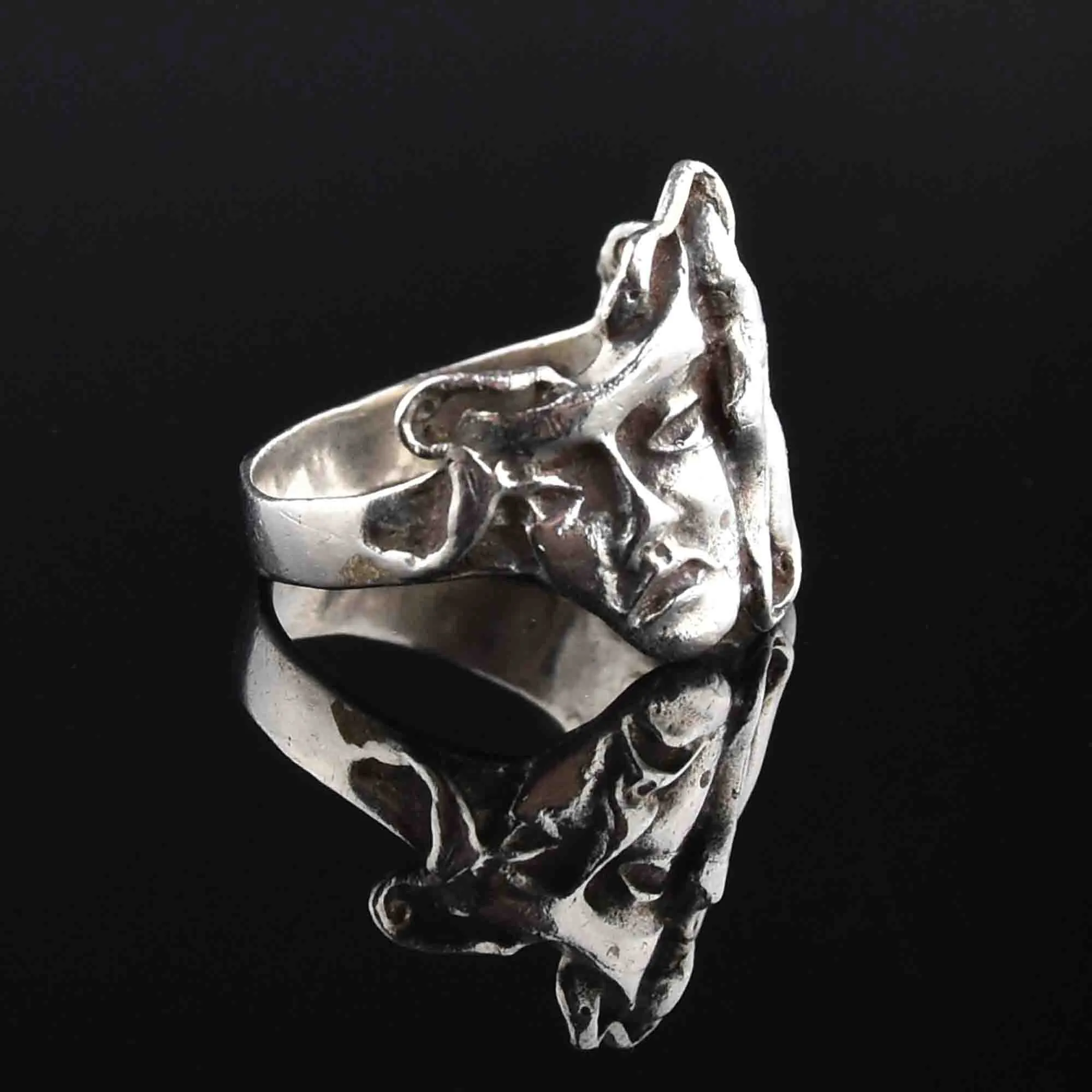 Sterling Silver Masquerade Mask Ring, Sz 8