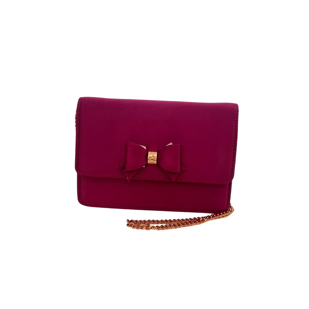 Ted Baker 'Raachel' Purple Satin Micro Bow Evening Bag | Brand New |