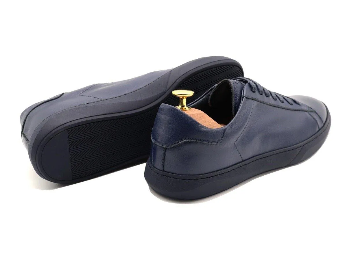 Tomlins Men's Calf Leather Low Top Sneakers - Navy Blue