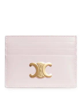 TRIOMPHE CARD HOLDER IN PASTEL PINK POLISHED CALF LEATHER