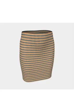 Turmeric/Black Shepherd's Check Fitted Skirt