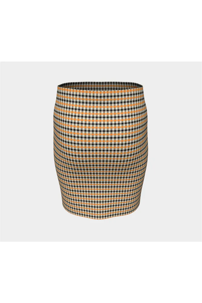 Turmeric/Black Shepherd's Check Fitted Skirt