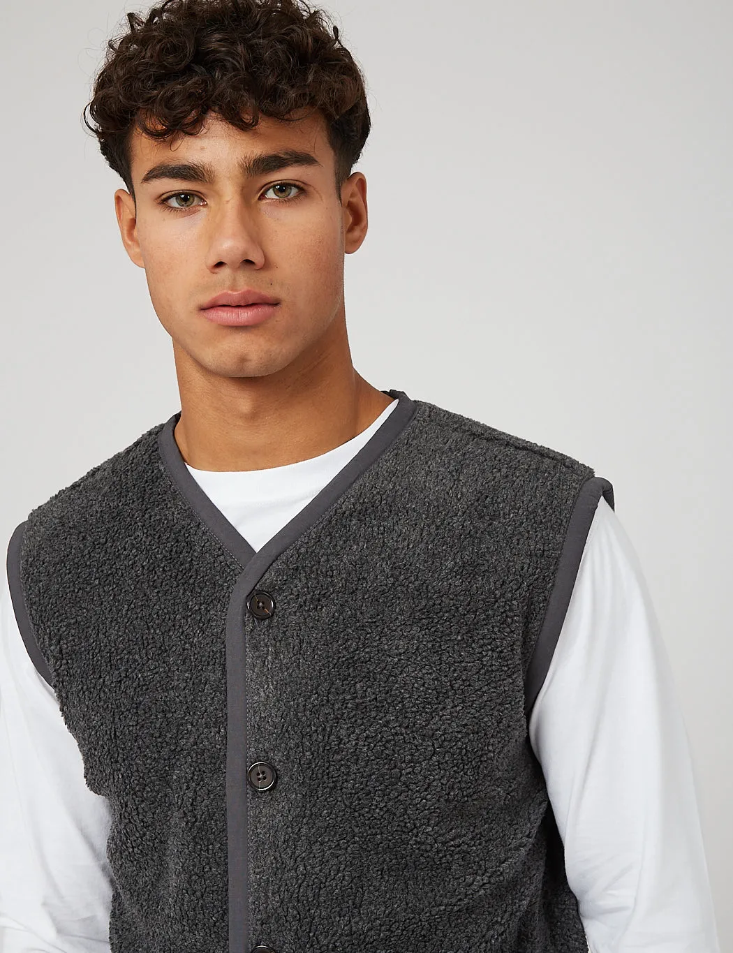 Universal Works Lancaster Gilet (Mountain Fleece) - Grey