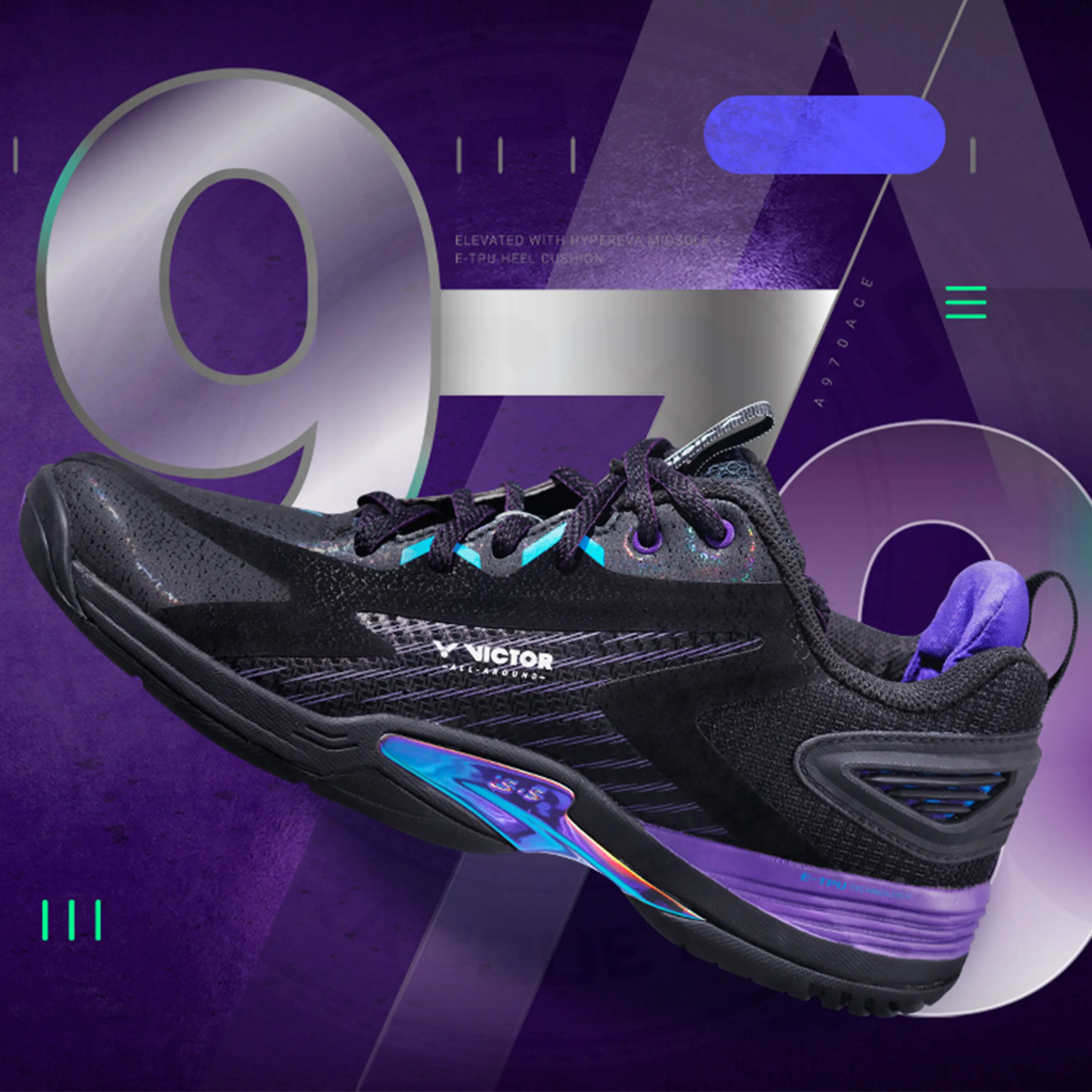 Victor X LZJ A970ACE Badminton Shoes Black/ Purple MEN'S