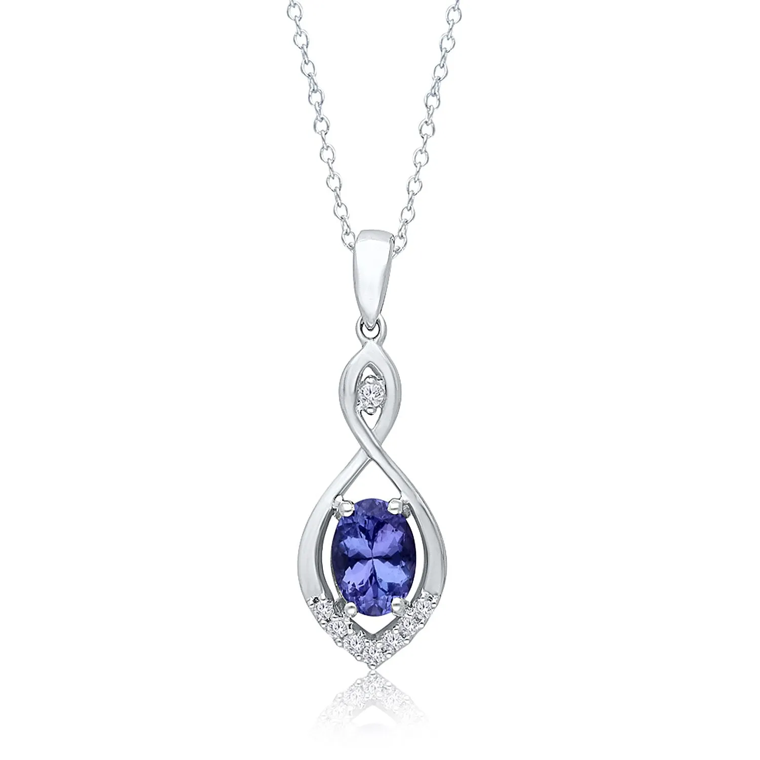 White Gold Tanzanite & Diamond Heirloom Pendant