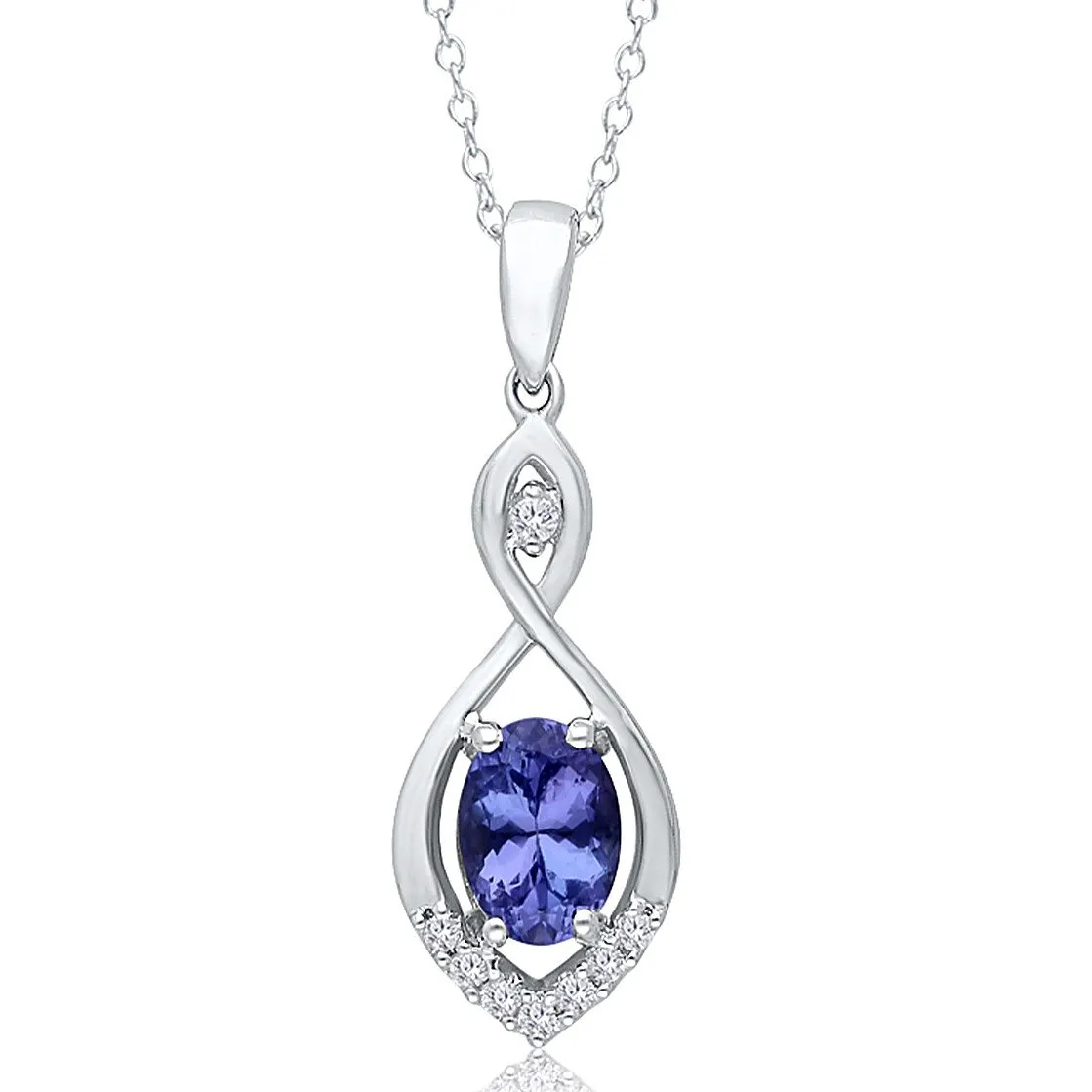 White Gold Tanzanite & Diamond Heirloom Pendant