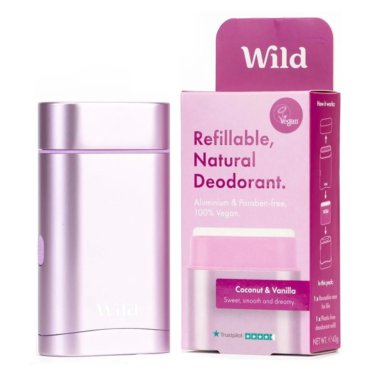 Wild | Purple Case and Coconut Dreams Natural Deodorant Starter Pack