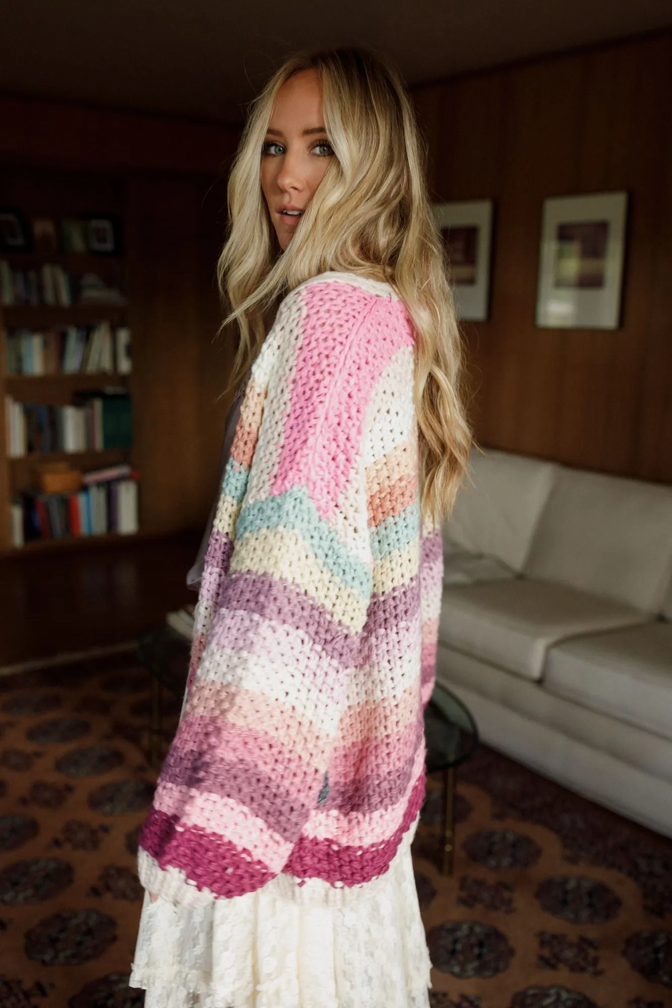 Wrapped up in Color Knit Cardigan - Pink Multi